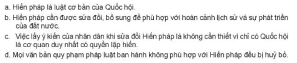 Em hãy cho biết các ý kiến sau đây đúng hay sai? Vì sao? Luyen Tap 1 Trang 92 Kinh Te Phap Luat 10