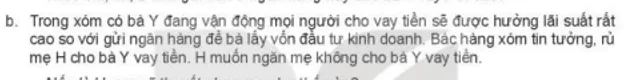 Theo em, chị B nên gửi tiền ở ngân hàng hay cho bà T vay? Vì sao? Luyen Tap 4 Trang 51 Kinh Te Phap Luat 10 1