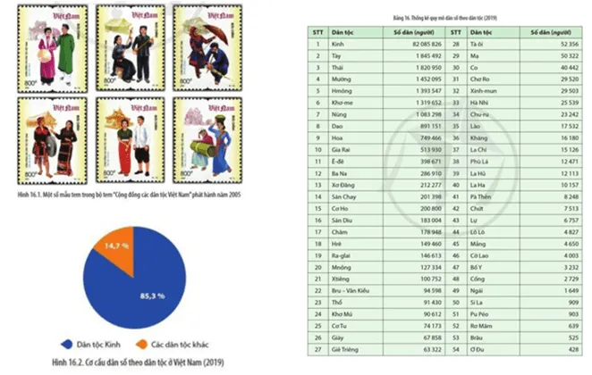 Đọc thông tin và quan sát Bảng 16, các hình 16.1, 16.2 hãy: Kể tên các dân tộc thiểu số Cau Hoi Trang 112 Lich Su 10 1