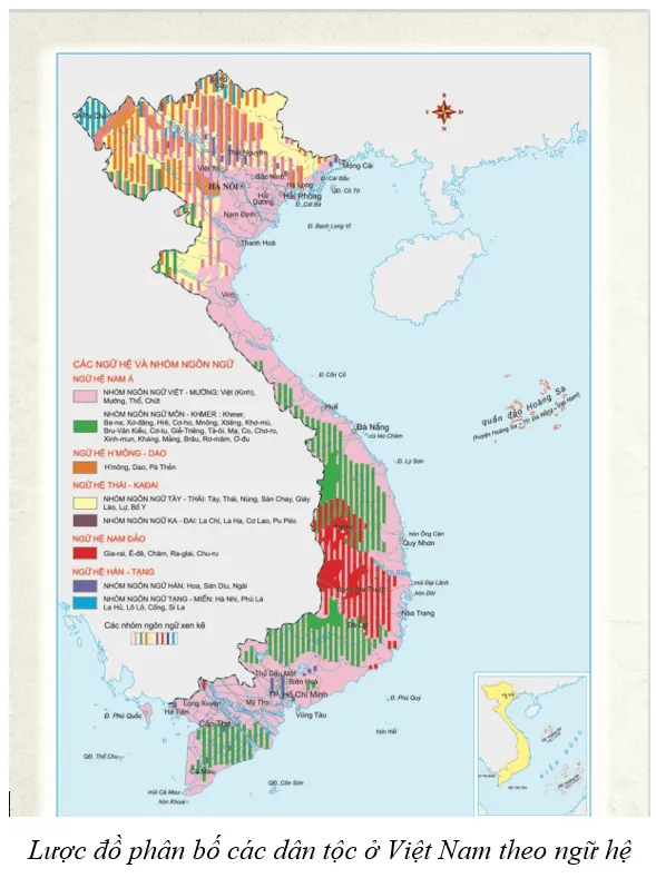 Em hãy xác định địa bàn phân bố chủ yếu của các dân tộc theo ngữ hệ (ảnh 1) Cau Hoi 1 Trang 120 Lich Su 10 134175