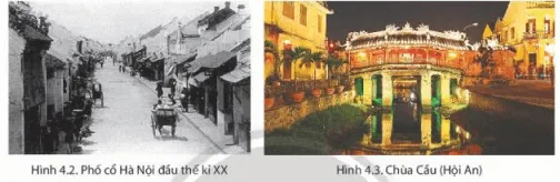 Phố cổ Hà Nội trong hình 4.2 và Chùa Cầu (Hội An) trong Hình 4.3 (ảnh 1) Cau Hoi Trang 19 Lich Su 10 133859