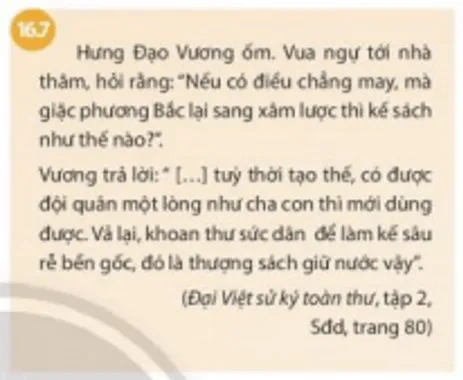 Đọc tư liệu 16.7 và cho biết: Theo quan điểm của Hưng Đạo Vương Cau Hoi Trang 68 Lich Su 7 Chan Troi 1