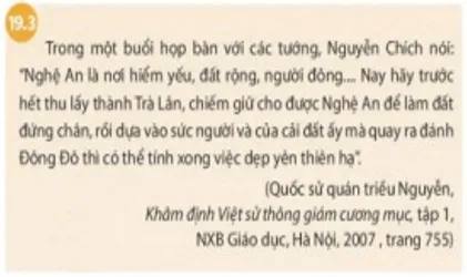 Nguyễn Chích đề xuất kế hoạch chuyển địa bàn hoạt động chính của nghĩa quân vào Nghệ An Cau Hoi Trang 82 Lich Su 7 Chan Troi 2