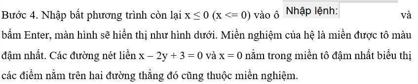 Biểu diễn hình học tập nghiệm của hệ bất phương trình bậc nhất hai ẩn sau Luyen Tap 1 Trang 105 Toan 10 Tap 2 148656