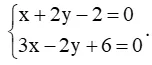 Xét vị trí tương đối của đường thẳng d: x + 2y – 2 = 0 với mỗi đường thẳng Luyen Tap 2 Trang 82 Toan 10 Tap 2 148571