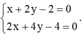 Xét vị trí tương đối của đường thẳng d: x + 2y – 2 = 0 với mỗi đường thẳng Luyen Tap 2 Trang 82 Toan 10 Tap 2 148575