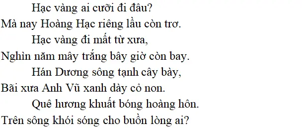 Bài thơ: Lầu Hoàng Hạc - Nội dung Lầu Hoàng Hạc Lau Hoang Hac 2