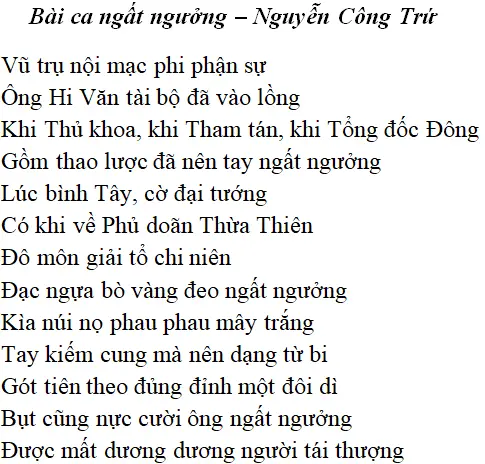 Bài thơ: Bài ca ngất ngưởng (Nguyễn Công Trứ): nội dung, dàn ý phân tích, bố cục, tác giả | Ngữ văn lớp 11 Bai Ca Ngat Nguong