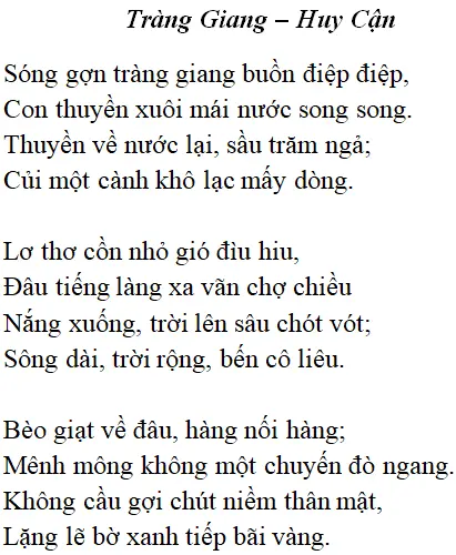 Bài thơ: Tràng Giang (Huy Cận): nội dung, dàn ý phân tích, bố cục, tác giả | Ngữ văn lớp 11 Trang Giang