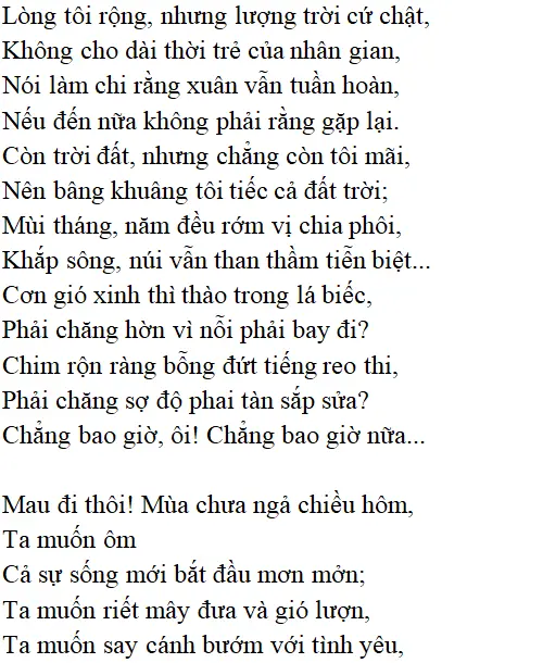 Bài thơ: Vội vàng (Xuân Diệu): nội dung, dàn ý phân tích, bố cục, tác giả | Ngữ văn lớp 11 Voi Vang 1