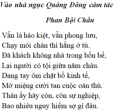 Bài thơ: Vào nhà ngục Quảng Đông cảm tác (Phan Bội Châu): nội dung, dàn ý, giá trị, tác giả | Ngữ văn lớp 8 Vao Nha Nguc Quang Dong Cam Tac