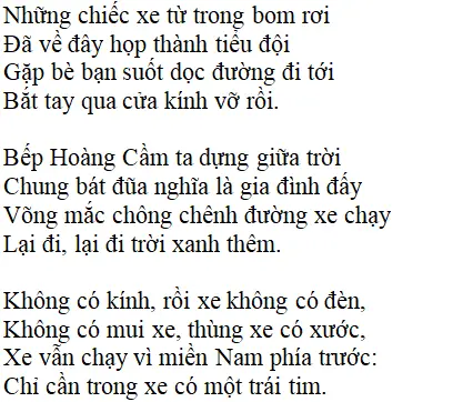Bài thơ: Bài thơ về tiểu đội xe không kính: nội dung, dàn ý, bố cục, tác giả | Ngữ văn lớp 9 Bai Tho Ve Tieu Doi Xe Khong Kinh 1