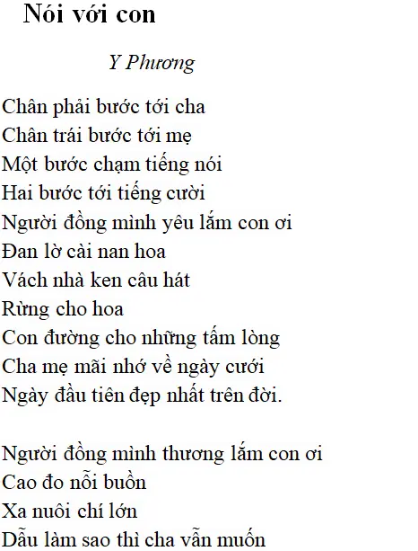 Bài thơ: Nói với con (Y Phương): nội dung, dàn ý, bố cục, tác giả | Ngữ văn lớp 9 Noi Voi Con