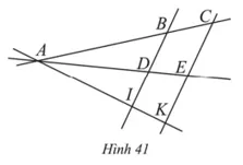 Quan sát Hình 41, hãy nêu: Năm cặp đường thẳng cắt nhau (ảnh 1) Bai 51 Trang 101 Sbt Toan Lop 6 Tap 2 Canh Dieu