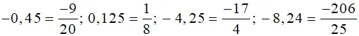 Viết các số thập phân sau dưới dạng số thập phân tối giản -0,45 Bai 5 Trang 48 Sbt Toan Lop 6 Tap 2 Chan Troi 68539