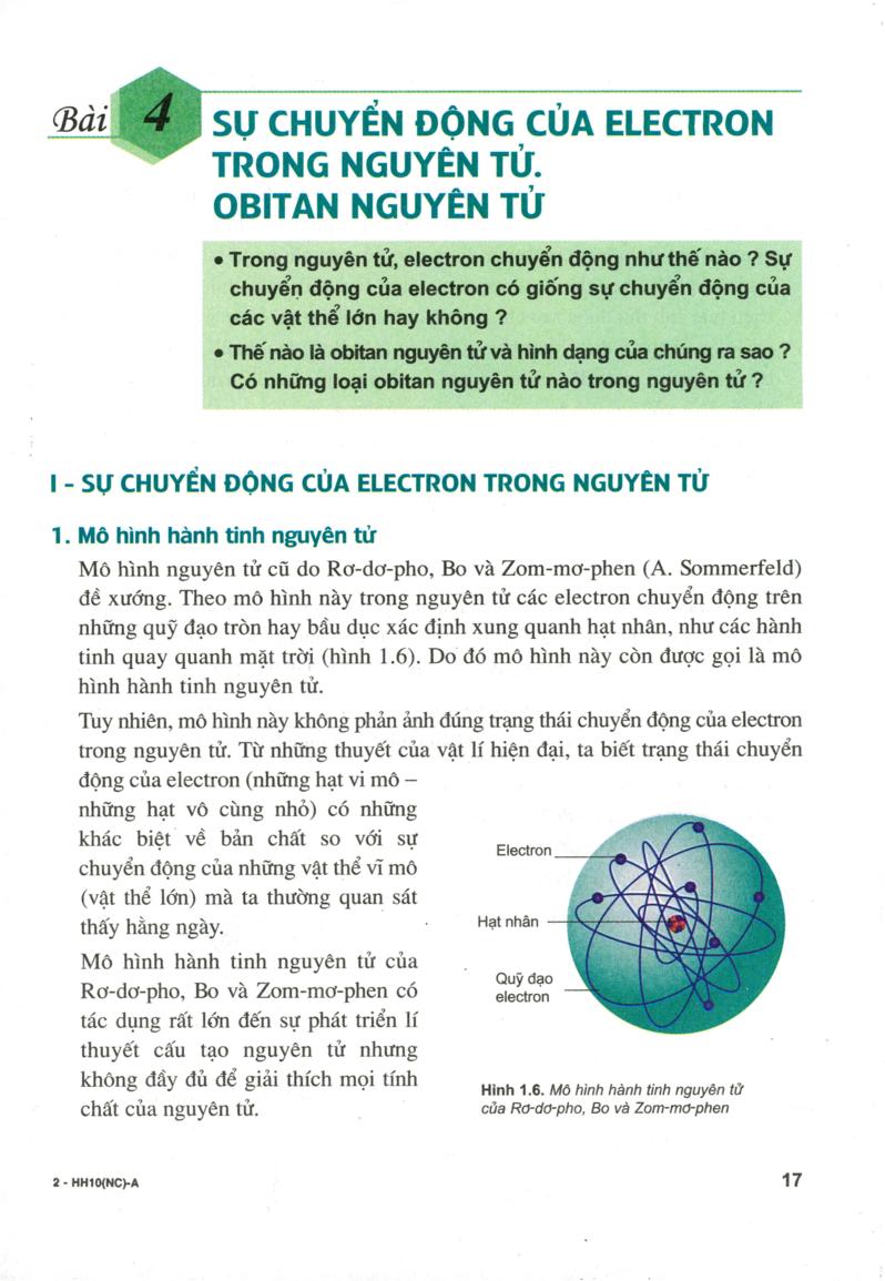 Sự chuyển động của electron trong nguyên tử, Obitan nguyên tử