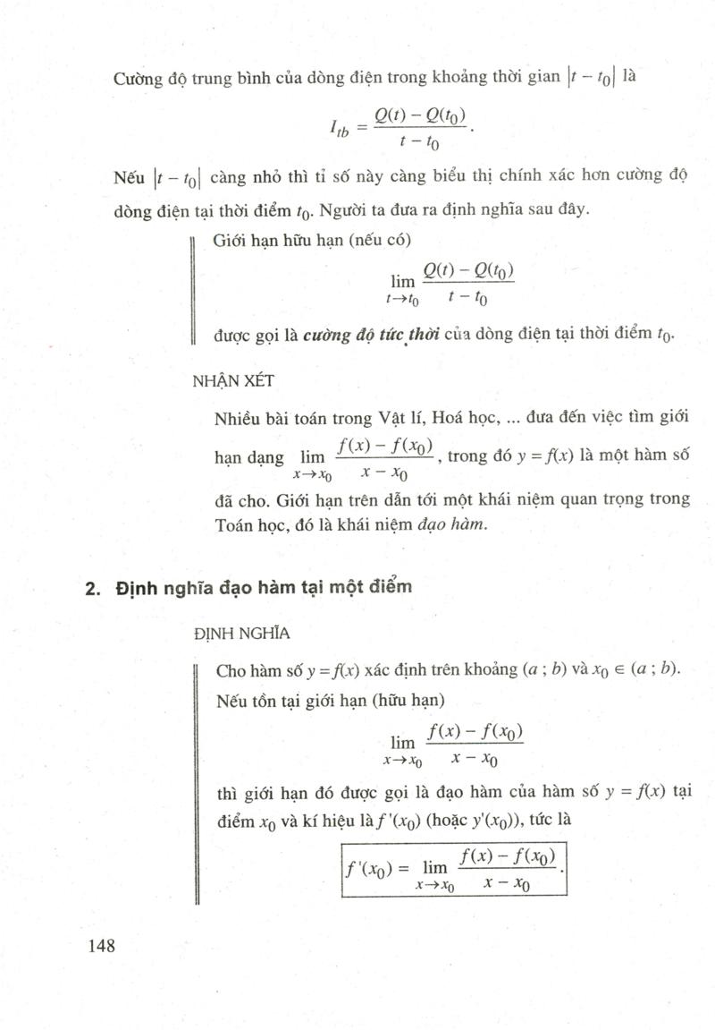 Định nghĩa và ý nghĩa của đạo hàm