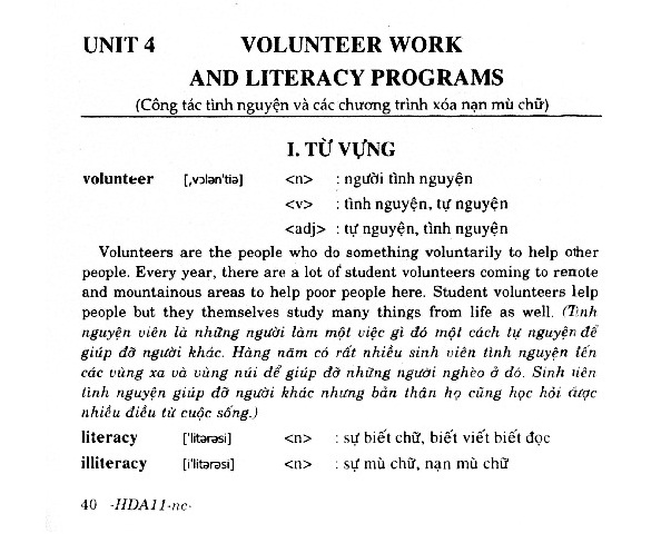Unit 4 Volunteer Work and Literacy Programs