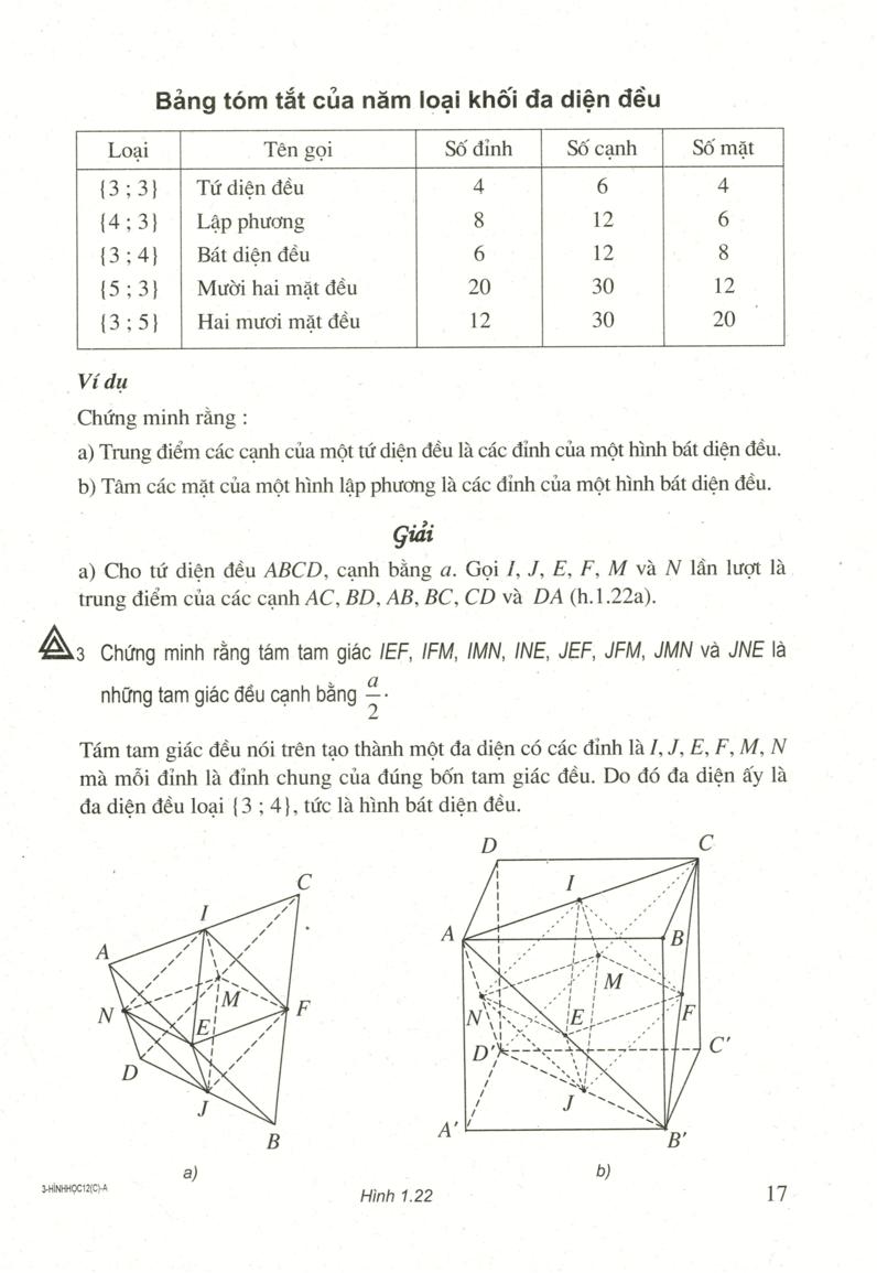 Giải toán 12 Bài 2 Khối đa diện lồi và khối đa diện đều