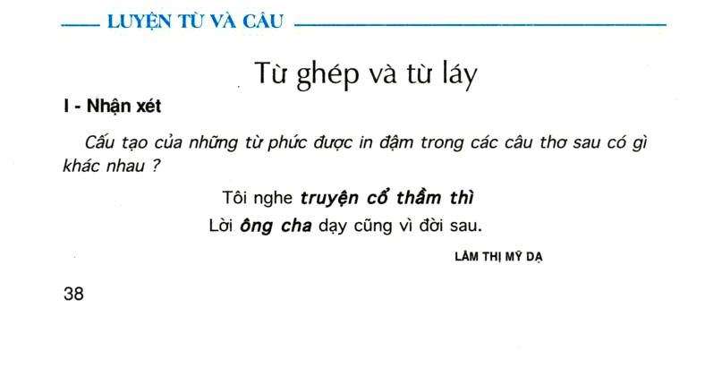 Luyện từ và câu: Từ ghép và từ láy