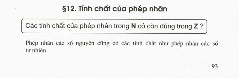 Tính chất của phép nhân