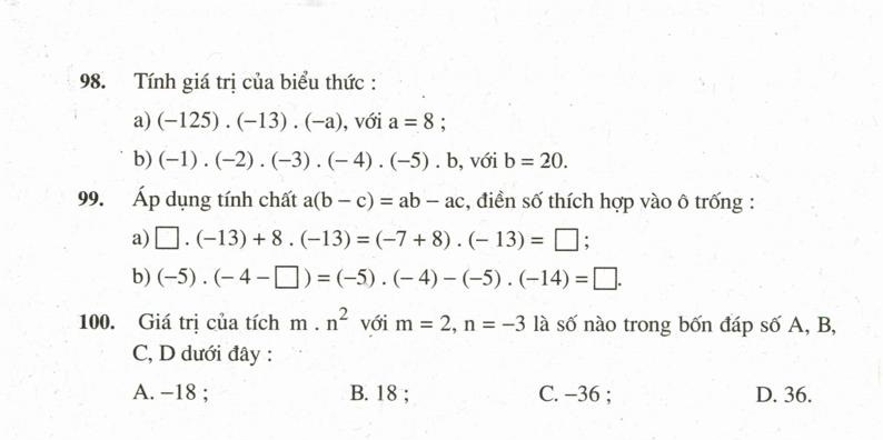 Tính chất của phép nhân