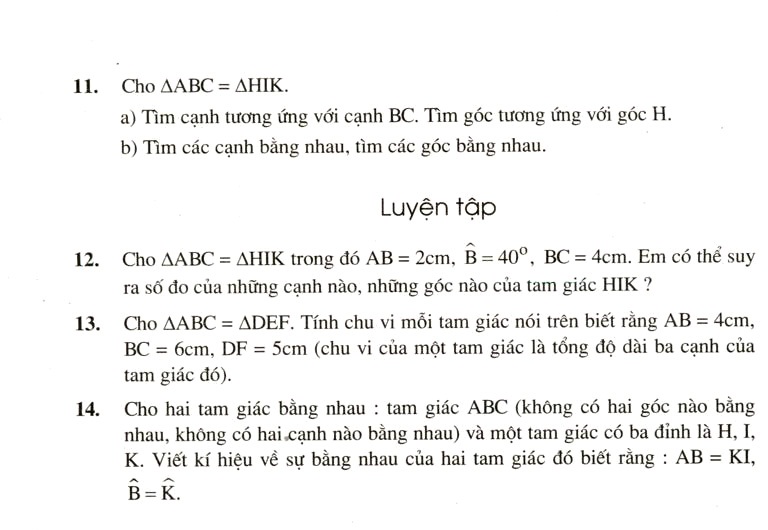 Hai tam giác bằng nhau 