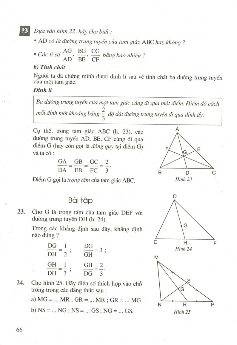 Tính chất ba đường trung tuyến của tam giác