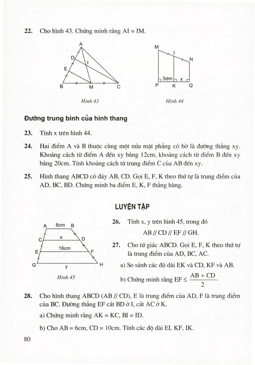 Đường trung bình của tam giác, của hình thang