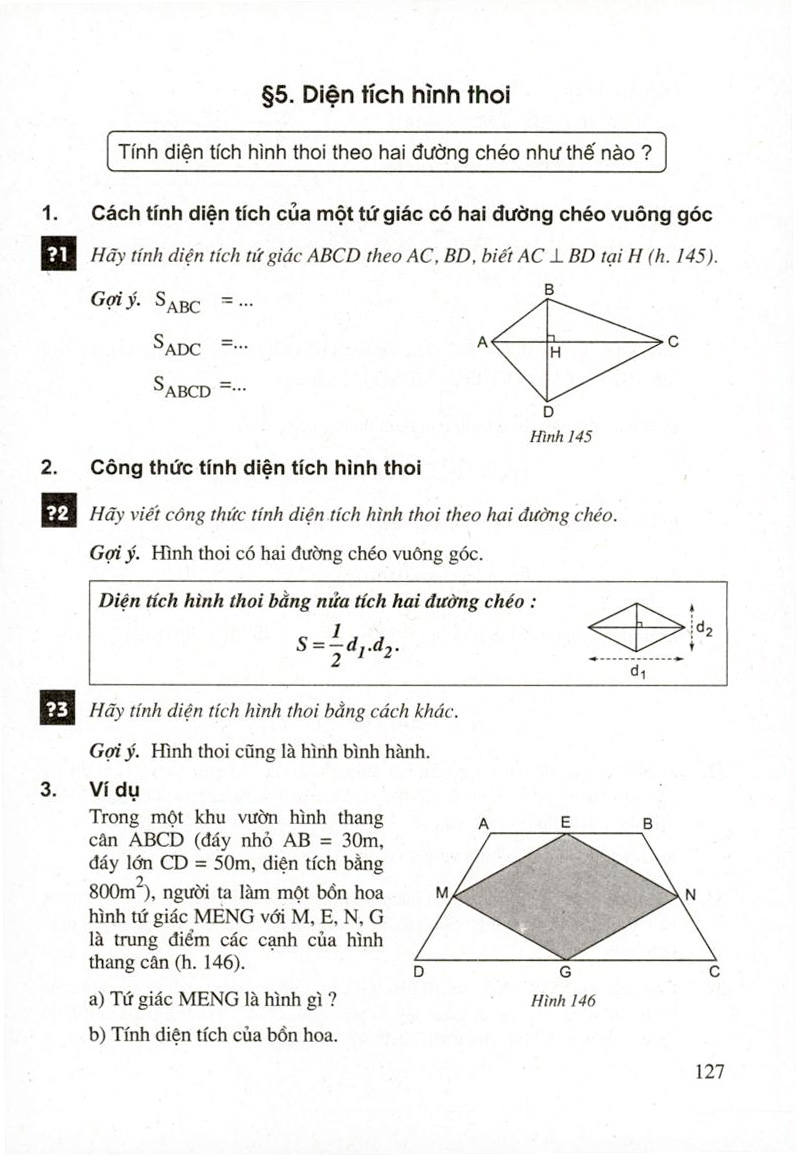 Các bài tập về diện tích hình thoi lớp 4 thường gặp có lời giải