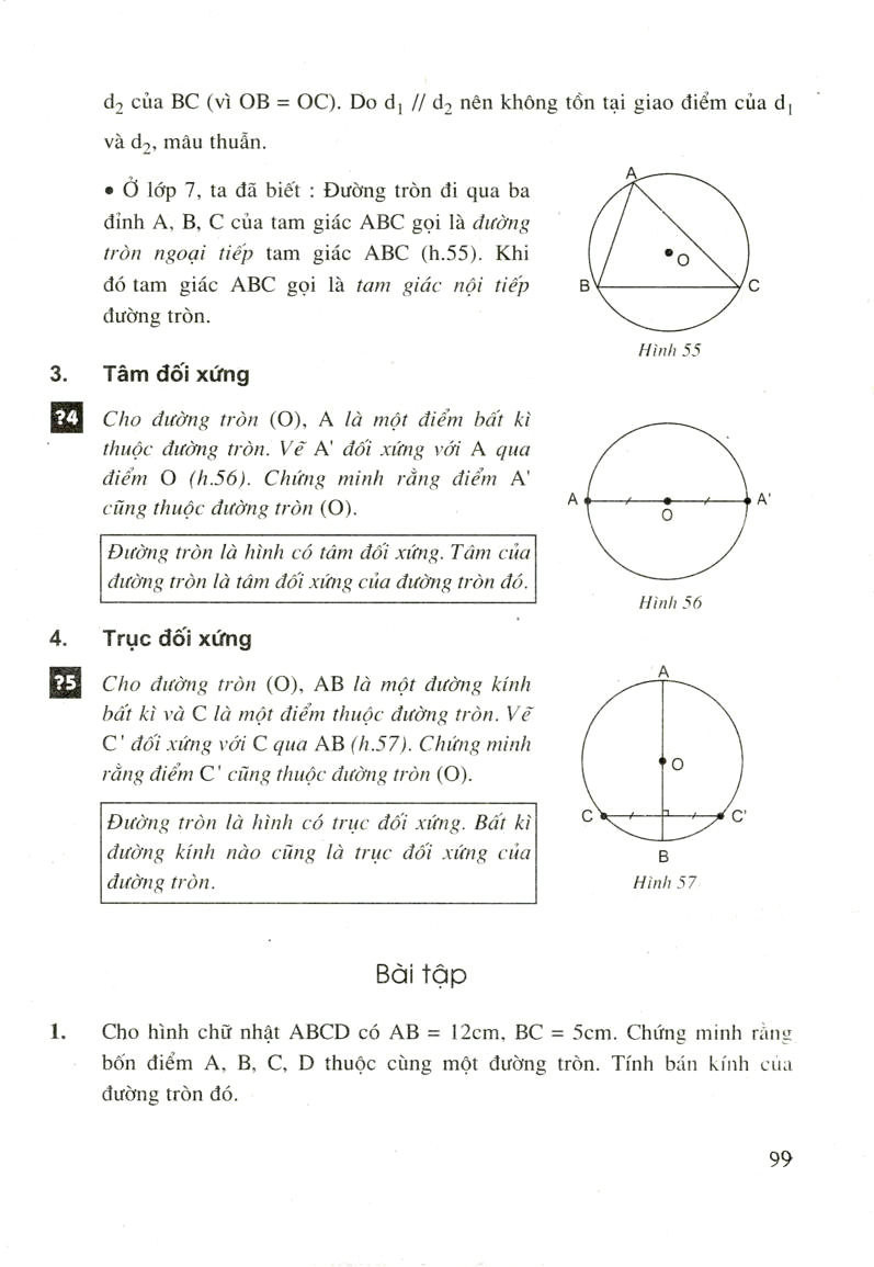Sự xác định đường tròn. Tính chất đối xứng của đường tròn