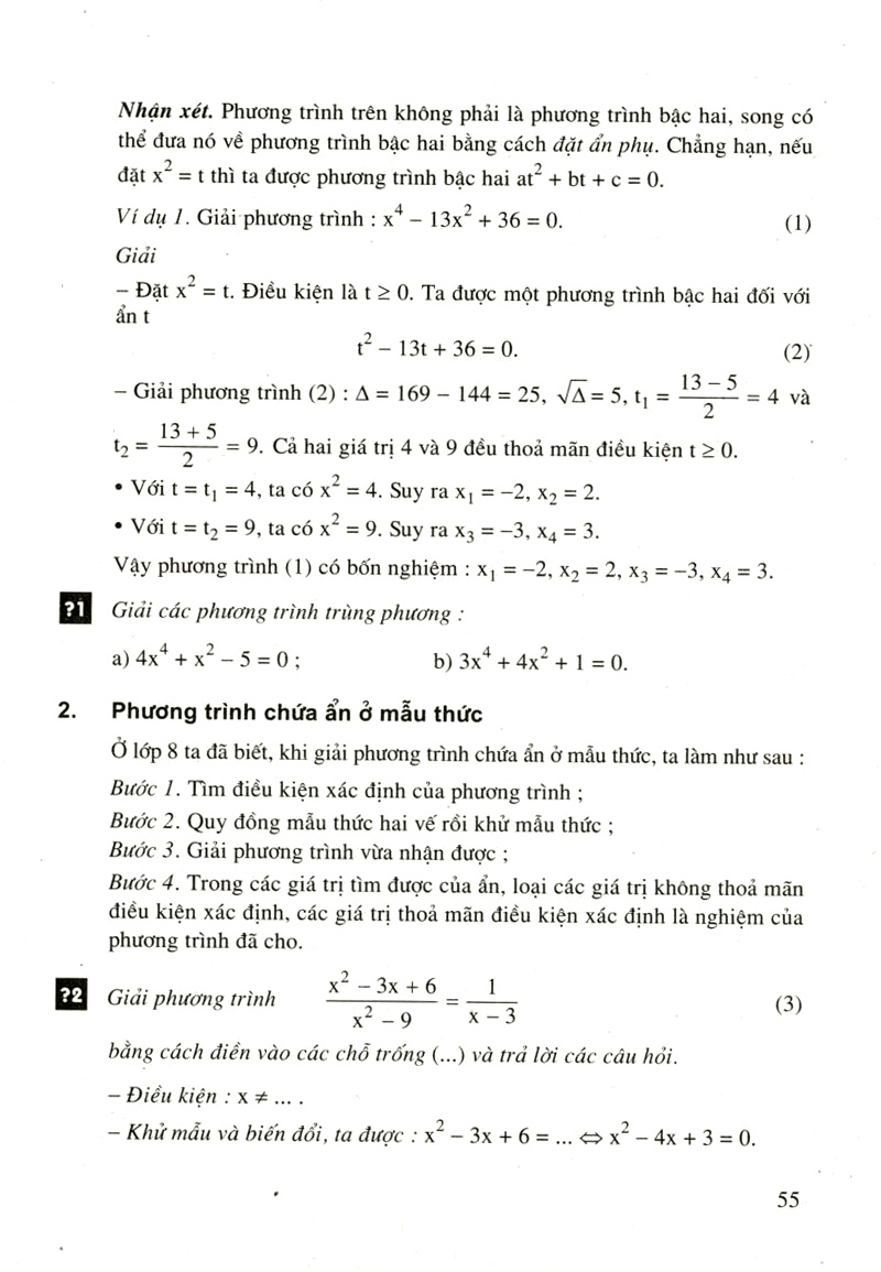 Phương trình quy về phương trình bậc hai