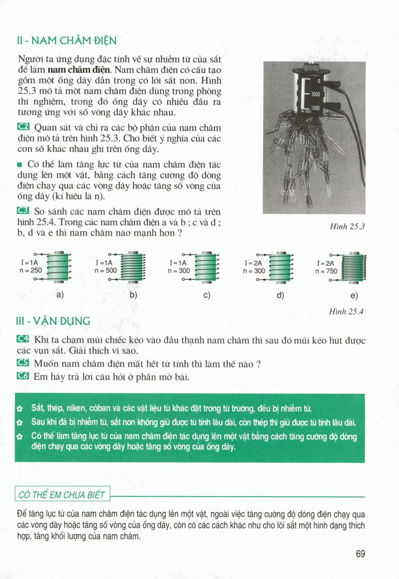 sự nhiễm từ của sắt, thép – nam châm điện