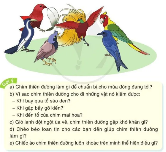 Bộ lông rực rỡ của chim thiên đường trang 70 Tiếng Việt lớp 3 Tập 1 Cánh diều Nghe Ke Bo Long Ruc Ro Cua Chim Thien Duong Trang 70 129654