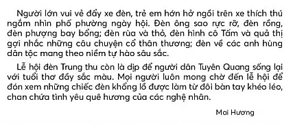 Độc đáo lễ hội đèn Trung Thu trang 20, 21 Tiếng Việt lớp 3 Tập 2 | Chân trời sáng tạo Doc Dao Le Hoi Den Trung Thu Trang 20 21 130275