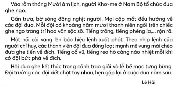 Đua ghe ngo trang 14, 15 Tiếng Việt lớp 3 Tập 2 | Chân trời sáng tạo Dua Ghe Ngo Trang 14 15 130244