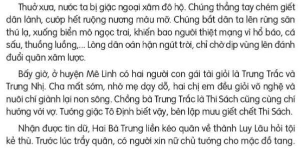 Đọc: Hai Bà Trưng trang 104, 105 Tiếng Việt lớp 3 Tập 2 | Kết nối tri thức Bai 23 Hai Ba Trung 133289 