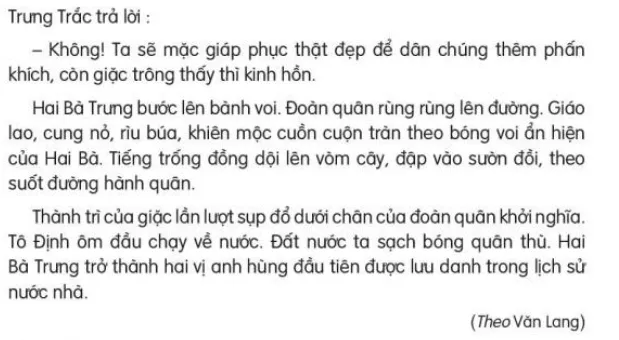 Đọc: Hai Bà Trưng trang 104, 105 Tiếng Việt lớp 3 Tập 2 | Kết nối tri thức Bai 23 Hai Ba Trung 133290 