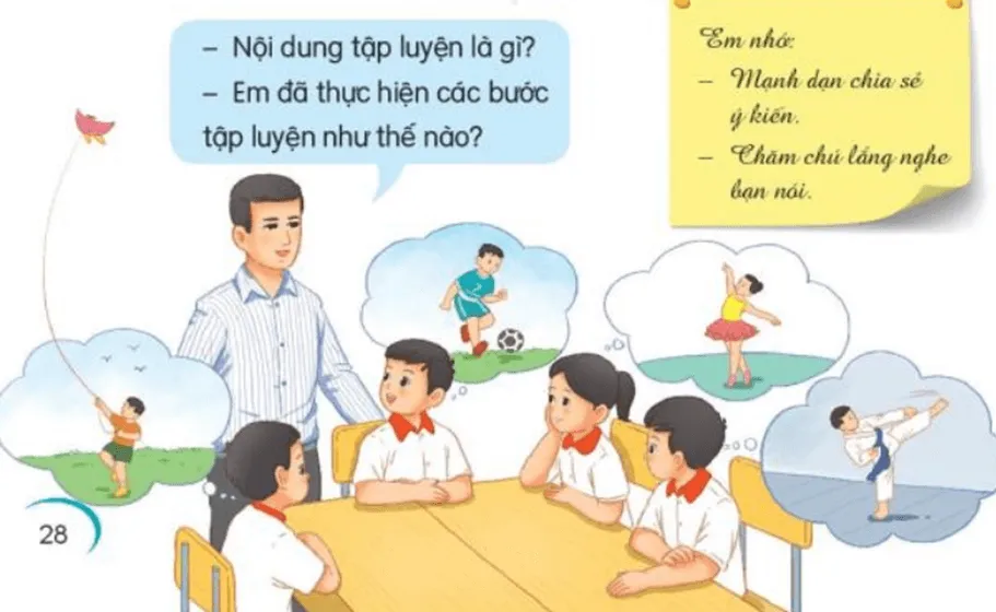 Nói và nghe: Một buổi tập luyện trang 28 Tiếng Việt lớp 3 Tập 1 | Kết nối tri thức Noi Va Nghe Mot Buoi Tap Luyen 131310 