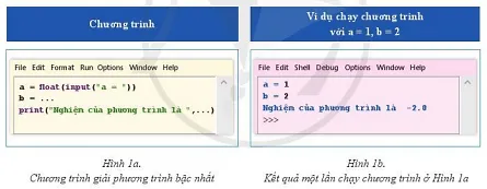 Chương trình ở Hình 1a được viết để giải phương trình bậc nhất ax + b = 0 Bai 1 Trang 69 Tin Hoc 10 1