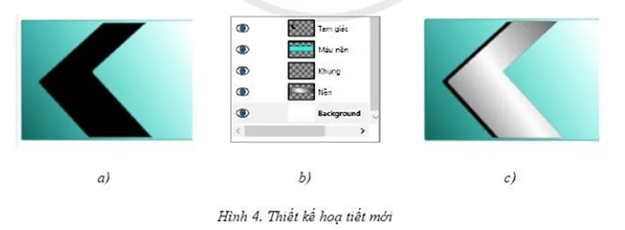 Trong Hình 4a và Hình 4b, lớp Tam giác chứa duy nhất họa tiết màu đen Hoat Dong 2 Trang 165 Tin Hoc 10 1 145181