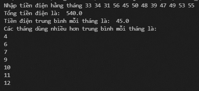 Viết chương trình nhập vào 12 số nguyên dương tương ứng là tiền điện của 12 tháng trong năm vừa rồi Van Dung Trang 109 Tin Hoc 10 145120