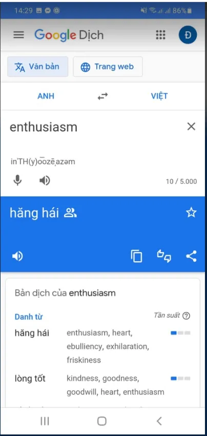 Em hãy sử dụng điện thoại thông minh để dịch một đoạn văn bản, một câu hội thoại tùy chọn sang ngôn ngữ khác Van Dung Trang 31 Tin Hoc 10.1