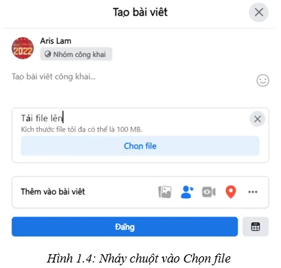 Em hãy chia sẻ lên trang cá nhân Facebook cho các bạn một tệp văn bản Van Dung 1 Trang 26 Tin Hoc 7 Chan Troi 3