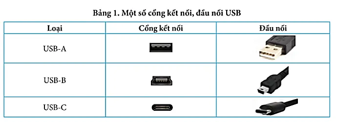 Hãy kể tên các cổng kết nối mà em biết và theo em cổng kết nối nào là thông dụng Kham Pha Trang 9 Tin Hoc 7 Chan Troi