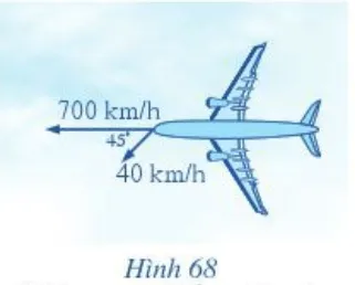 Một máy bay đang bay từ hướng đông sang hướng tây với tốc độ 700 km/h thì gặp luồng gió thổi Bai 7 Trang 98 Toan Lop 10 Tap 1