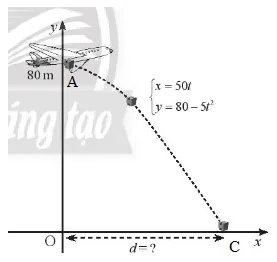 Giả sử một máy bay cứu trợ đang bay theo phương ngang và bắt đầu thả hàng từ độ cao 80m A Sua Bai 7 Trang 59 Toan Lop 10 Tap 1 1