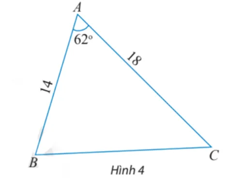 Tính các cạnh và các góc chưa biết của tam giác ABC trong Hình 4 Thuc Hanh 1 Trang 67 Toan 10 Tap 1