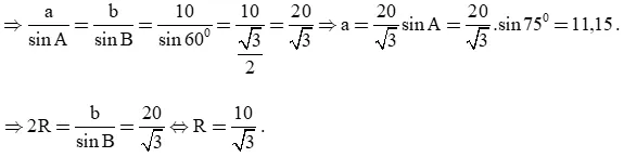 Cho tam giác ABC có góc B = 60 độ, góc C = 45 độ, AC = 10 Bai 3 15 Trang 44 Toan Lop 10 Tap 1 1