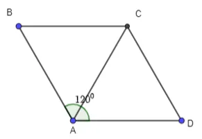 Cho hình thoi ABCD với cạnh có độ dài bằng 1 và góc BAD = 120 độ Luyen Tap 1 Trang 52 Toan 10 Tap 1 1